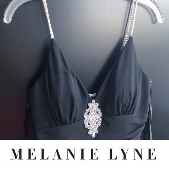 NWT Black Dress w Rhinestone Straps - Picture 1 of 9